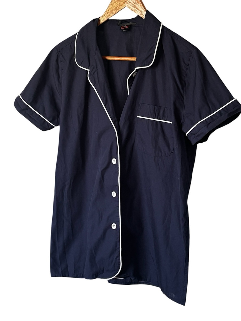 J.Crew Navy Cotton Pajama Set - Short Sleeve Top & Full Length Pants - Size S - Picture 6 of 12